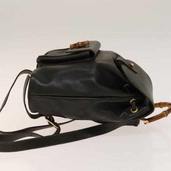 GUCCI Bamboo Backpack Leather Outlet Khaki Gold 003 3444 0030 Auth main image 12